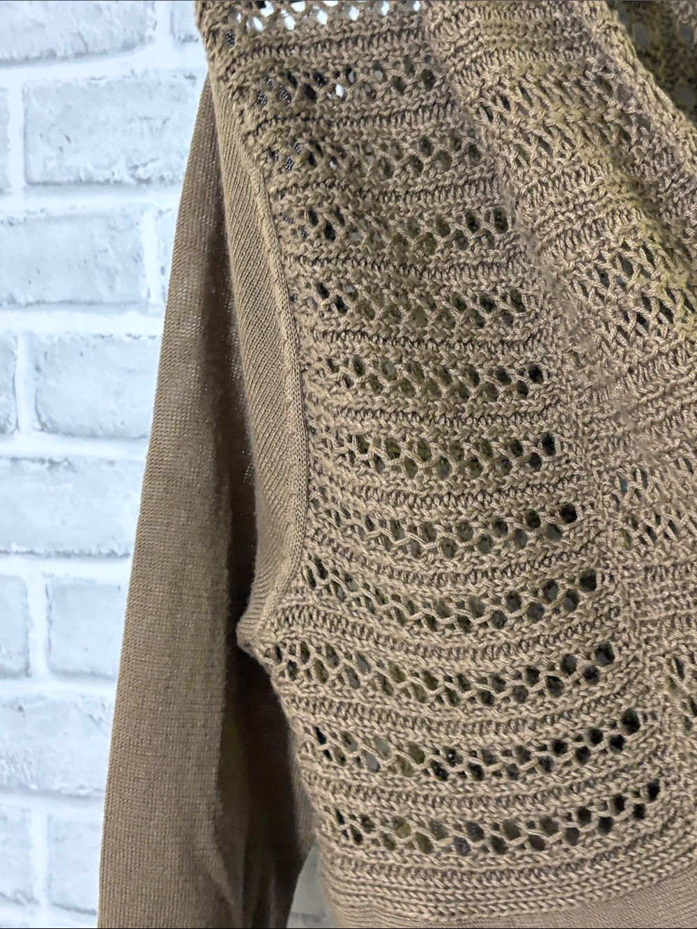 Joe Fresh Crochet Open-Front Long Cardigan Sweater - Brown, medium - Picture 5 of 7